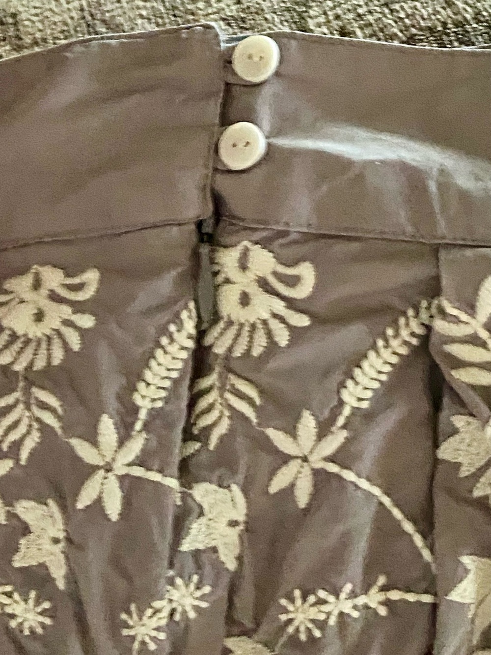 Meadow Rue by Anthropologie Cream Embroidered A-Line Midi Skirt Women’s Size 6 - Picture 11 of 14